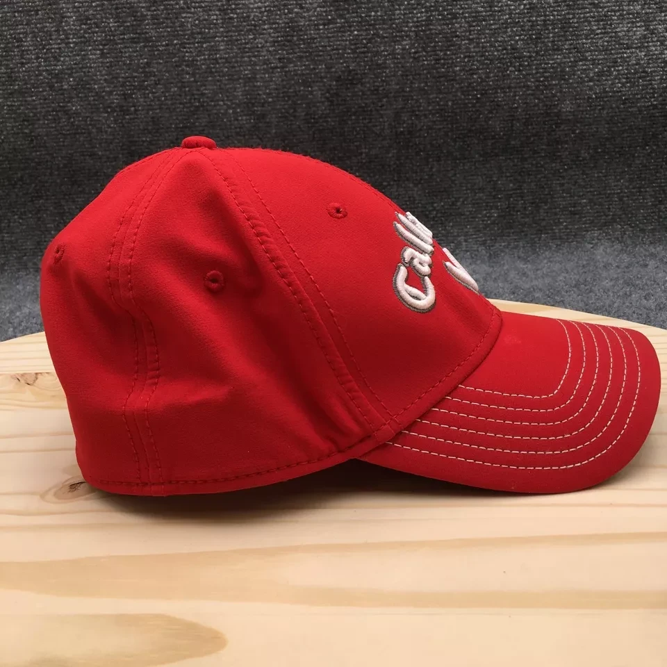Callaway V Fitted Baseball Cap Hat Mens L-XL Red Adjustable Embroidered Logo